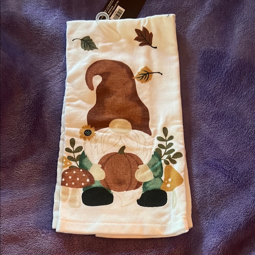 Hobby Lobby Gnome Kitchen Towel - Brown and Green